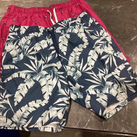 Bundle of 2 Men’s Swim Trunks - Tropical & Fun Prints! - Picture 1 of 6
